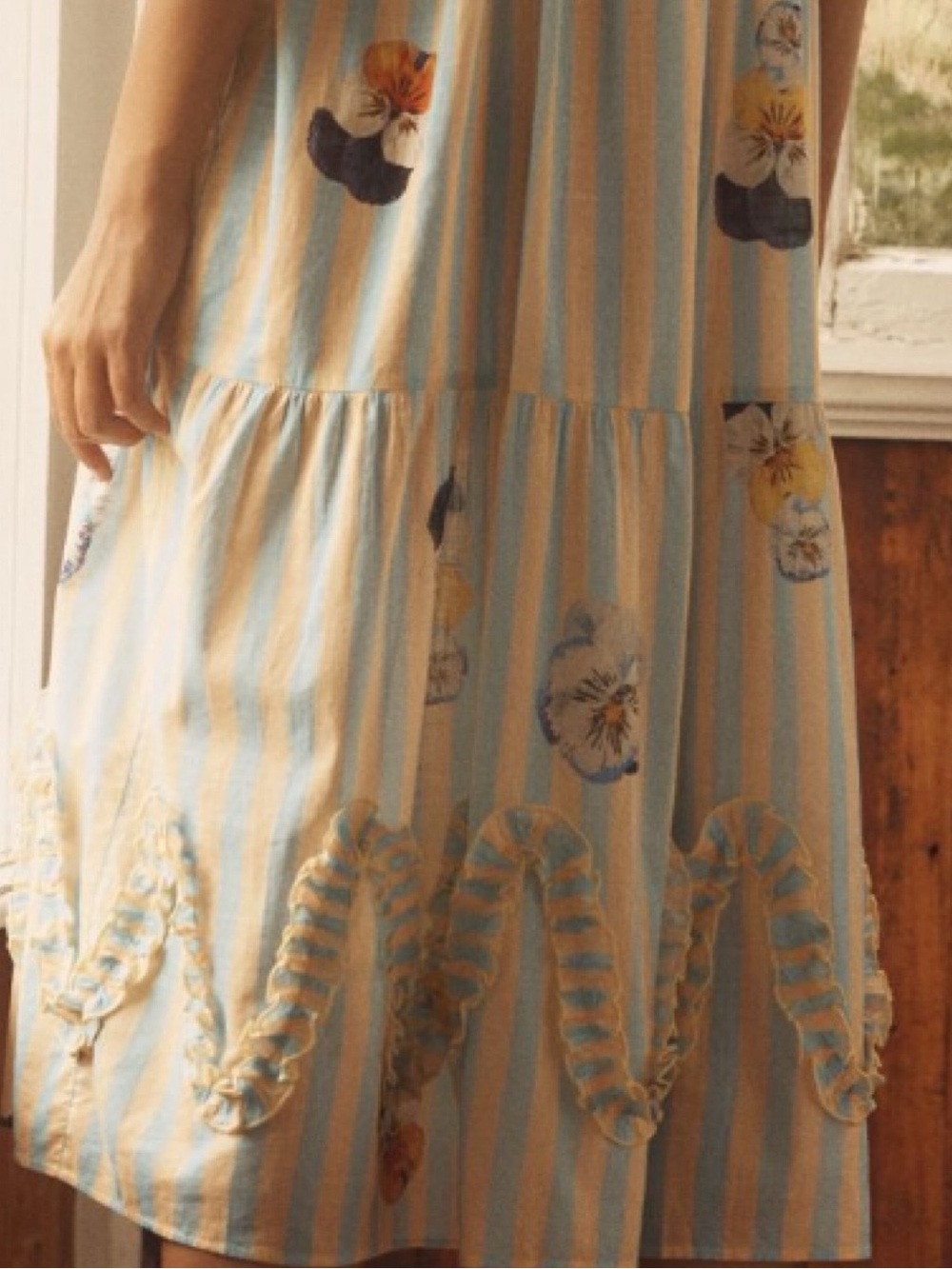 NWT Anthro Nay Bellamy x LyreBird  Artist Pansies Vintage Midi Night Sleep Dress - Picture 6 of 15